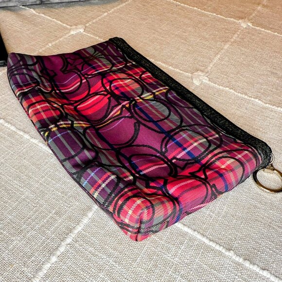 Coach Poppy Tartan Clutch - Purple Canvas w/ Glitter CC Logo - Picture 5 of 7
